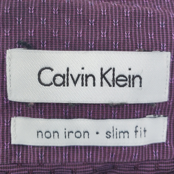 Calvin Klein Non Iron Slim Fit Button Down Shirt Purple - Picture 5 of 8